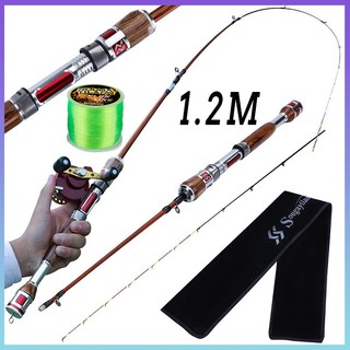 Cần Câu Cá Cầu Bè,ật liệu sợi carbon mềm Cần câu quay 1.2M cần câu 2 khúc Đối với cần câu cá nước biển Câu tôm