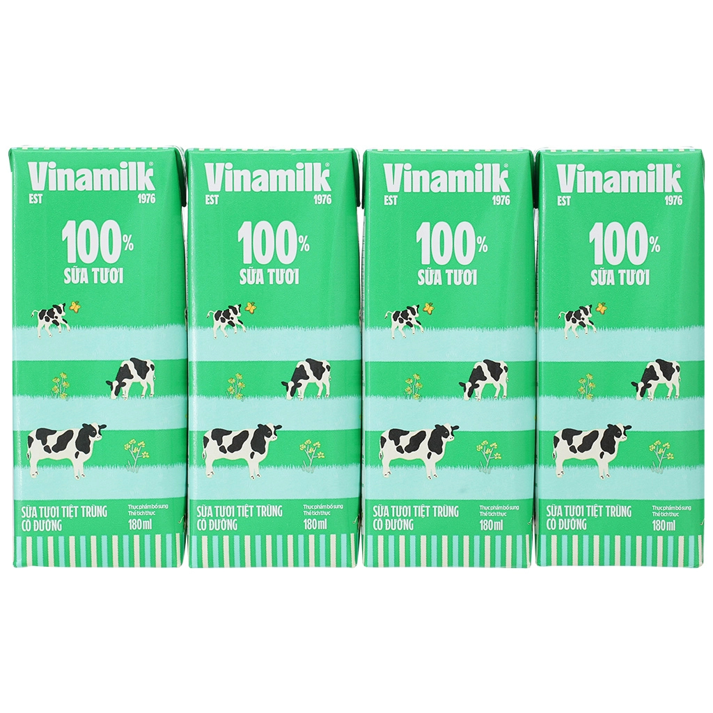 Sữa tươi tiệt trùng Vinamilk 100% 180ml