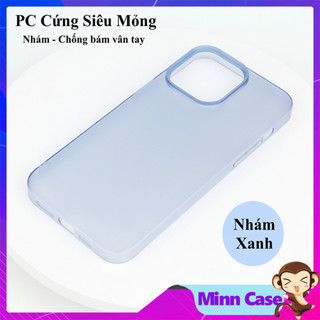 Ốp lưng điện thoại PC cứng siêu mỏng màu xanh nhám chống vân tay trong suốt cho 15 14 13 Pro MAX 14 Plus 12 Pro MinnCase