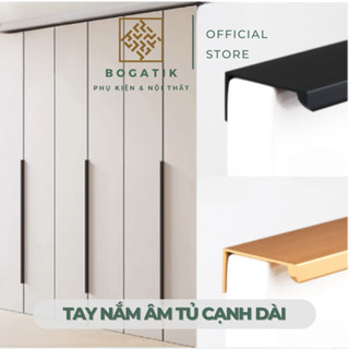 Tay nắm âm tủ tay nắm cửa tủ bếp dài 1m chất liệu hợp kim nhôm hai màu đen, vàng hồng hiện đại
