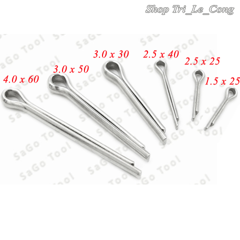 Chốt chẻ khóa đình gài lổ an toàn bulong đai ốc vít mạ kẽm D1.5 D2.5 D3.0 D4.0 D3 D4 4mm 5mm 6mm 8mm