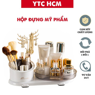 Khay Gía Để Nước Hoa YTC - Hộp Để Cọ Trang Điểm YTC Xoay 360 Độ Tiện Lợi, Giá Để Cọ Đa Năng