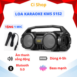Loa Bluetooth Xách Tay KIMISO S1S2 Tặng Kèm Mic Hát Âm Thanh Sống Động, Loa Hát Karaoke Nhỏ Gọn