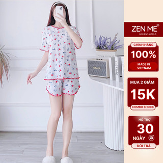 Đồ Bộ Nữ Mặc Nhà Chất Liệu Cotton Xốp Trắng Hoa BTX0623, Zen Me Women's World