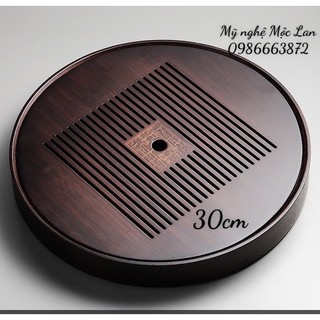 Khay trà tre hun khói mẫu tròn, hàng cao cấp Đài Loan, khay trà tre cỡ to 30cm, 25cm