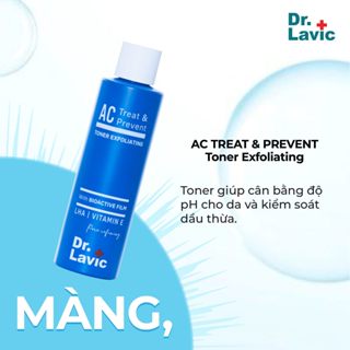  Nước hoa hồng ngừa mụn Dr.Lavic AC Treat & Prevent Toner Exfoliating kiểm soát dầu chống tái phát mụn 180ml DR957 
