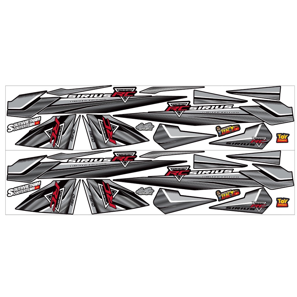tem rời sirius rc v3 dán xe đen mã 301