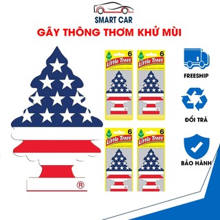 Lá thông thơm cờ mỹ little tree treo xe ô tô, cây thông thơm khử mùi treo xe ô tô - smart car