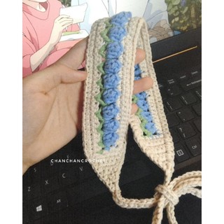 Băng đô cài tóc hoa tulip cài tóc nữ bằng len - Handmade by Chanchan crochet