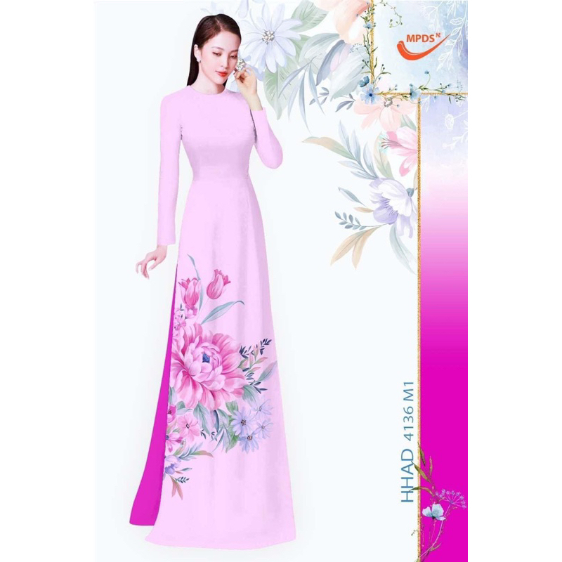 Vải may áo dài in hoa 3D đẹp