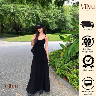 Đầm hai dây Maxi nữ, Váy 2 dây body tăm gân dáng dài Cực Tôn Dáng Viivushop