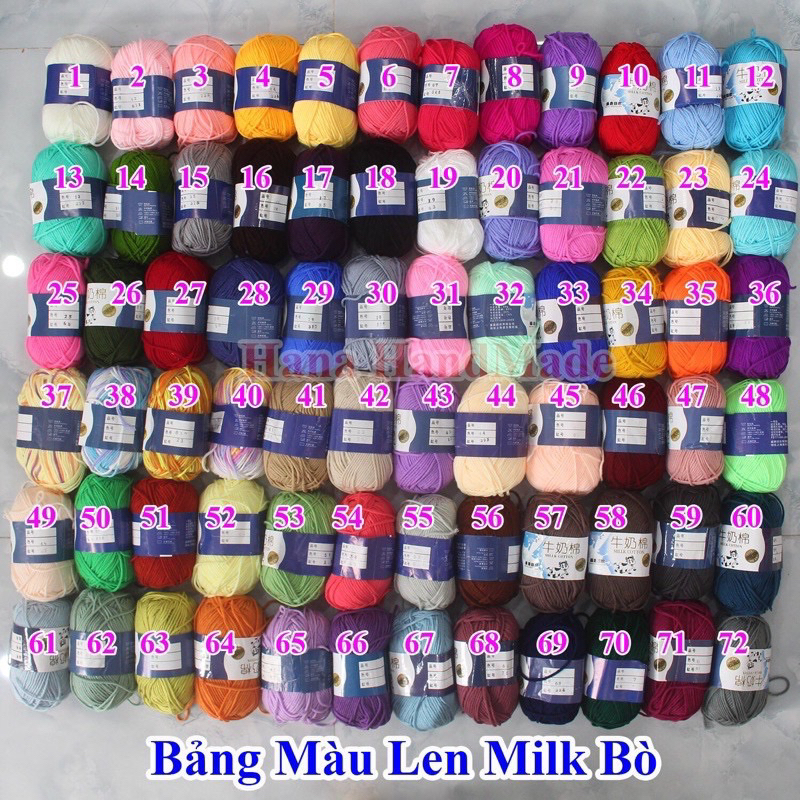 len milk bò màu (1-50) cuộn 50g