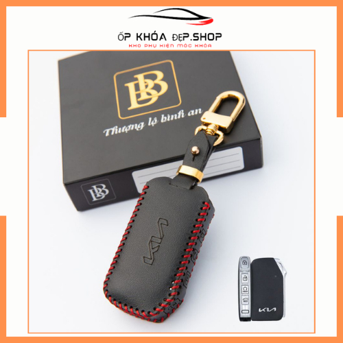 Bao da chìa khóa Kia K3, K5, Sportage, Sorento, Cerato mẫu New handmade Da Thật khâu tay hiệu Con Bò