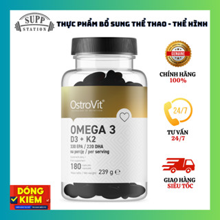  OSTROVIT OMEGA 3 D3+K2 - 180 viên - Viên dầu cá tổng hợp Vitamin D3 K2 