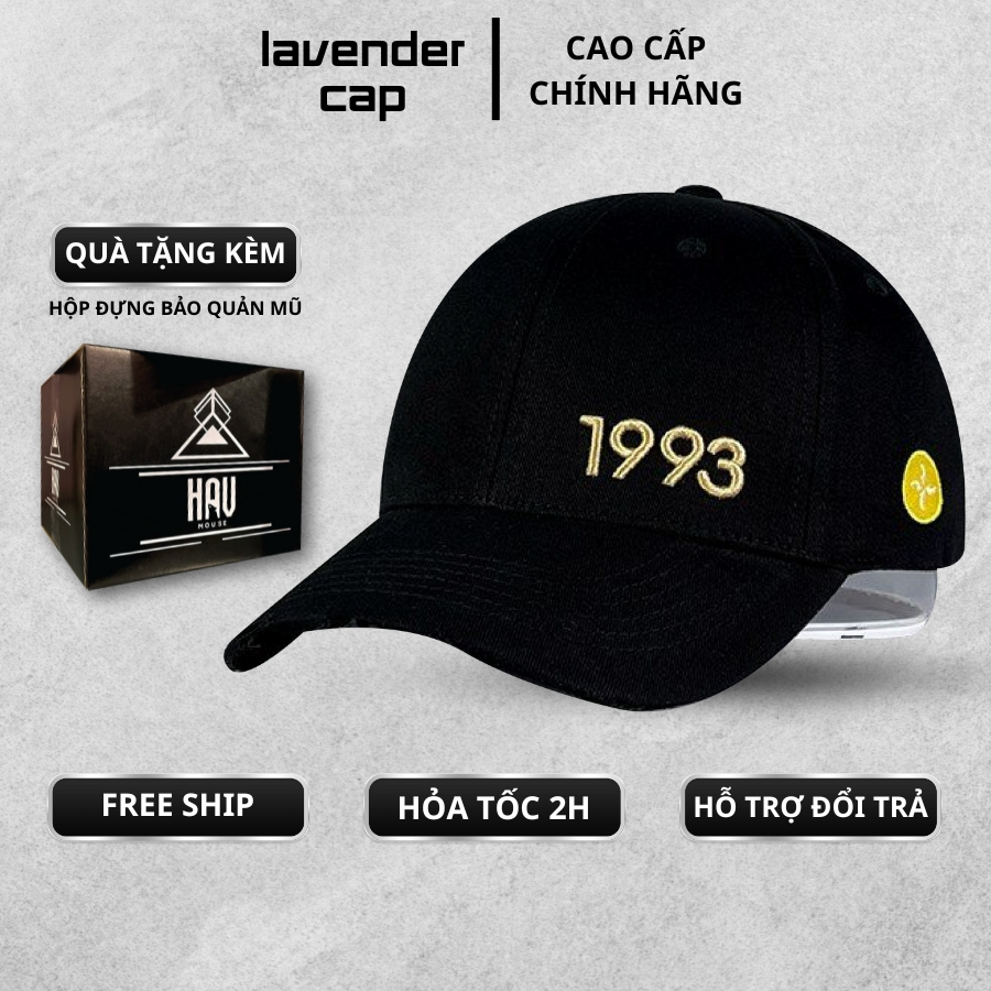 Nón kết Mũ lưỡi trai đen 1993 logo thêu dành cho nam nữ Free size