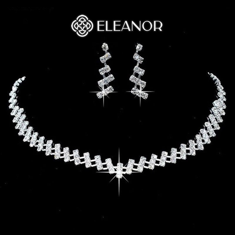 Dây chuyền bông tai nữ Eleanor Accessories bộ trang sức đính đá cao cấp phụ kiện trang sức 5122