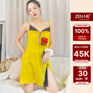 Váy Ngủ Lụa Zen Me Cao Cấp Mềm Mại Thiết Kế Xẻ Đùi Khoét Ngực Sexy VR0620
