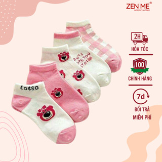 Tất Chân Nữ Zenme Cổ Ngắn Co Giãn Họa Tiết Xinh Xắn - Màu Sắc Trẻ Trung Ngẫu Nhiên
