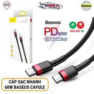 Cáp sạc nhanh 60w pd type-c to type-c cho samsung, xiaomi... baseus cafule, sạc nhanh qc3.0 dây dù siêu bền
