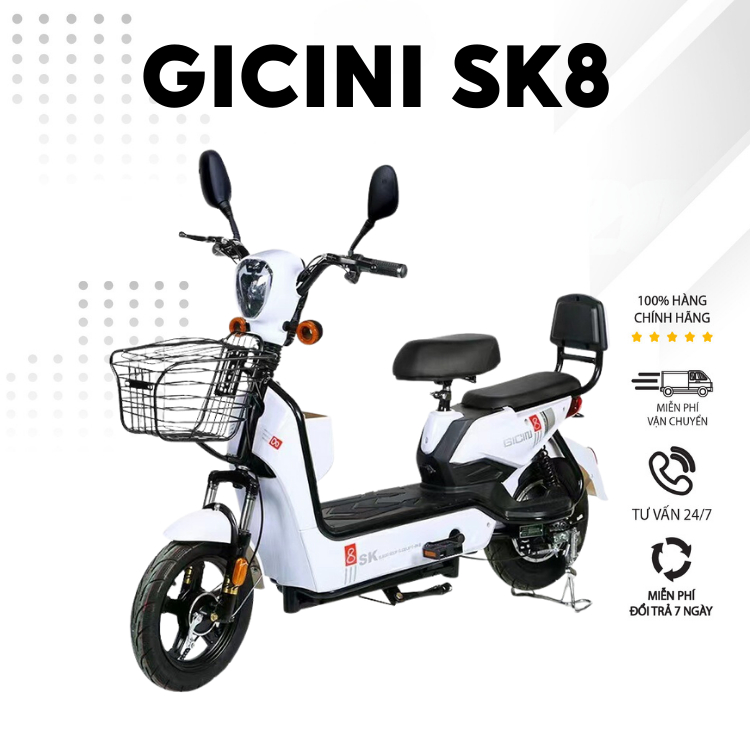 Xe Điện SK8 chính hãng, Xe Đạp Điện động cơ 400W, khung xe chắc chắn, bền bỉ,phù hợp mọi lứa tuổi, BH chính hãng 12T
