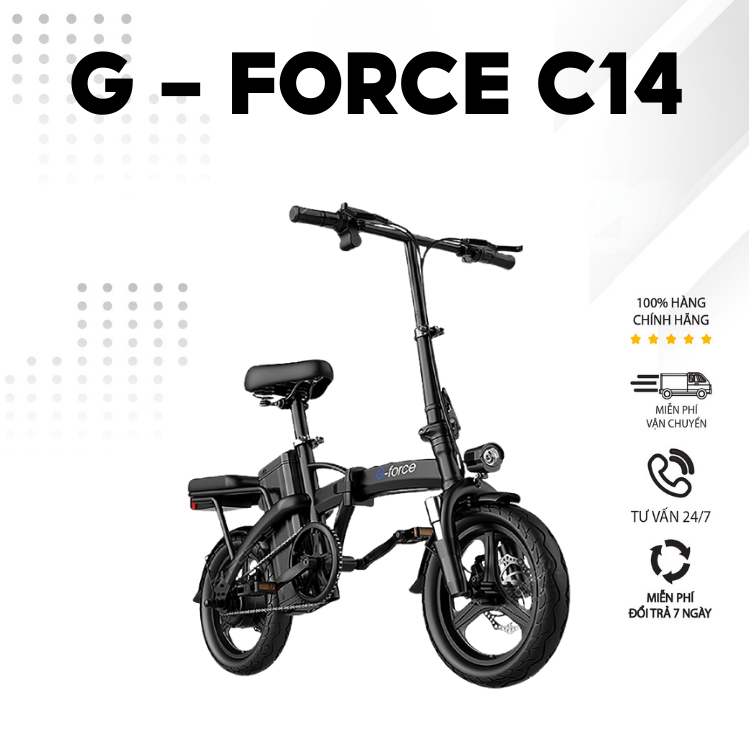 Xe đạp điện trợ lực G-Force C14 gấp gọn bỏ cốp tiện lợi. Xe điện pin Lithium động cơ 400w bảo hành chính hãng 12 tháng