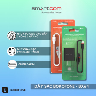 Bộ sạc nhanh chất liệu nhựa ABS và PC chống cháy cao cấp chính hãng Borofone Scom phân phối - BA20