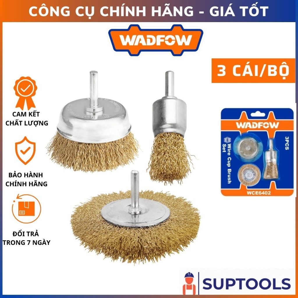 Bộ 3 bánh cước 1",2" WADFOW WCE6402 Chén cước 25mm 50mm đánh rỉ chà sắt [Chính hãng]