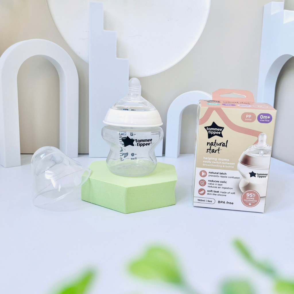 COMBO Ty ngậm silicon siêu nhẹ cho bé Tommee Tippee Ultra Light 0-6m & Bình sữa ty siêu mềm Tommee Tippee 150ml