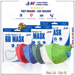 Hộp 10 chiếc khẩu trang y tế 6D mask T&T (Đeo cực êm và kín)
