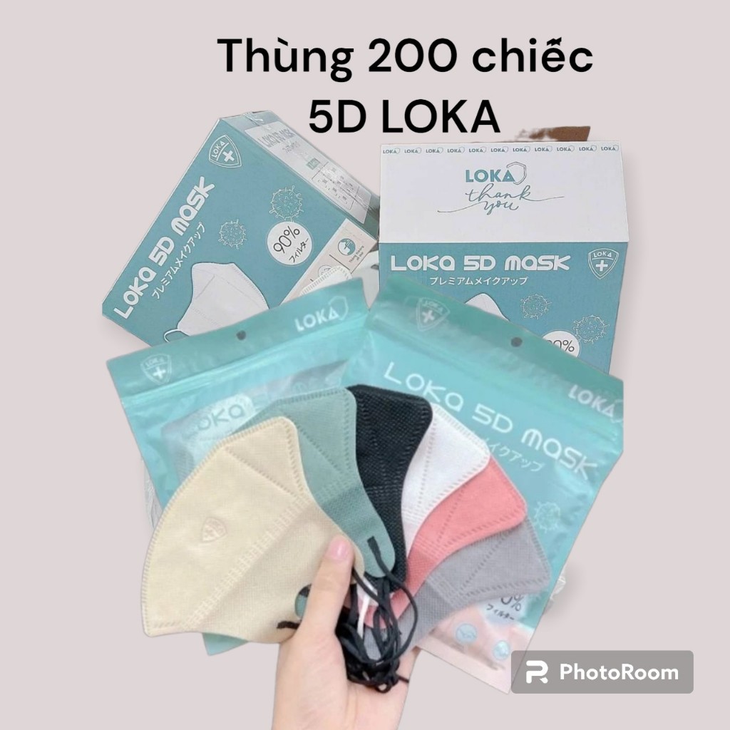 Thùng 200 chiếc Khẩu Trang 5D LOKA mask nhiều màu trend form ôm