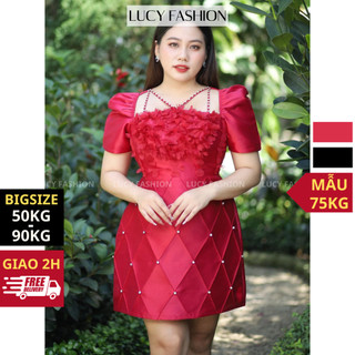 Đầm bigsize nữ dự tiệc sang trọng dáng midi, cổ thuyền, họa tiết hoa trên ngực, chất vải lụa Tafta mền mịn mát