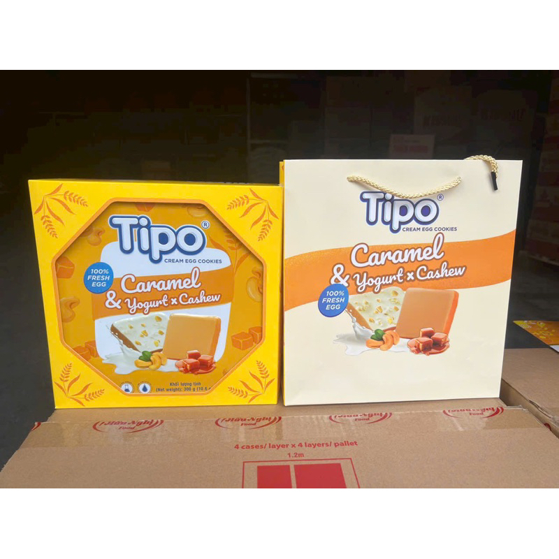 TIPO BÁNH TRỨNG SỮA CHUA RẮC HẠT ĐIỀU & CARAMEL 300G [Gói Quà Tết]