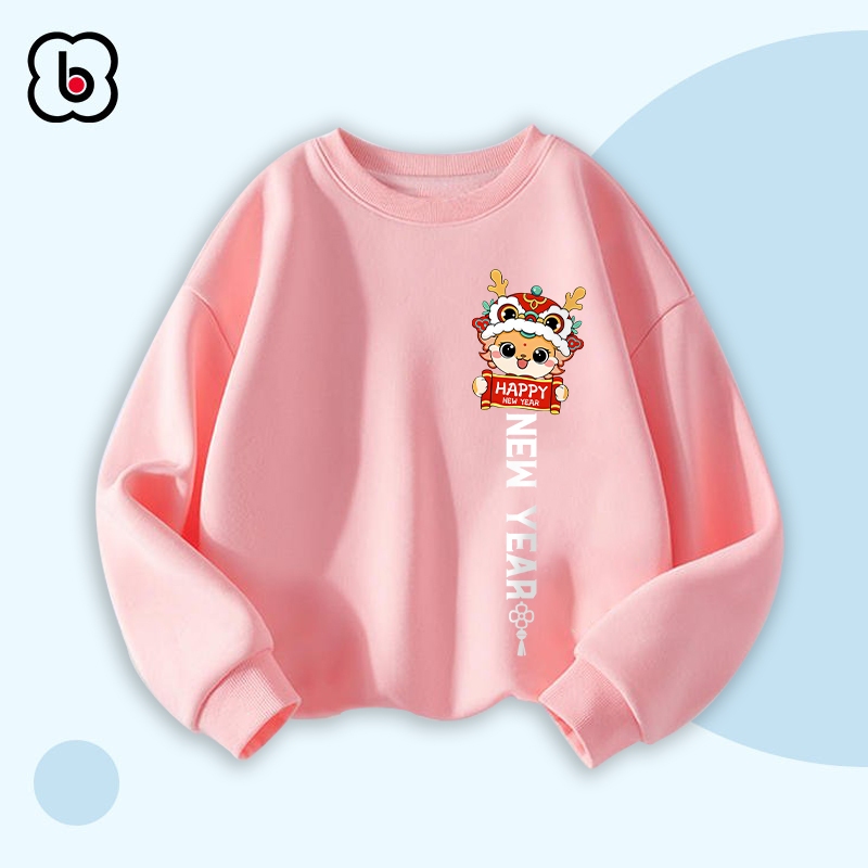 Áo sweater bé trai bé gái Happy New Year 2024 áo nỉ cho bé mừng năm mới in hình độc đáo