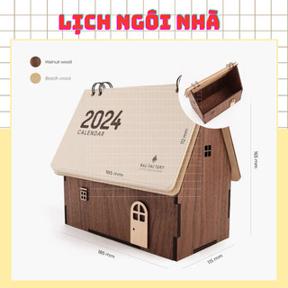 Lịch để bàn làm việc đa năng đựng đồ, lịch gỗ ngôi nhà - decor trang trí bàn làm việc BI STORE