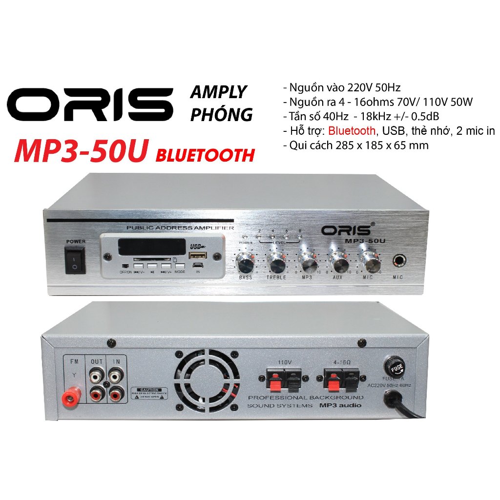Amply loa phóng thanh ORIS MP3-50U công suất 50W Bảo hành 12 Tháng , Amply phóng cho ra âm thanh chí
