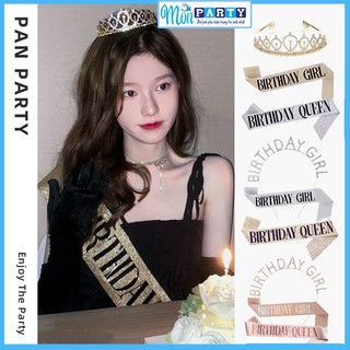 Dải băng đeo chéo sinh nhật, dây vải đeo vai happy birthday trang trí sinh nhật nhiều màu sắc