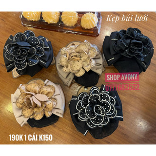 Kẹp tóc - Búi tóc lưới đính hoa đính đá viền cánh cao cấp