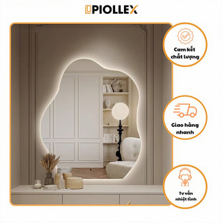 Gương hình hạt đậu treo bàn trang điểm, decor phòng ngủ đèn led cao cấp piollex mirror 2