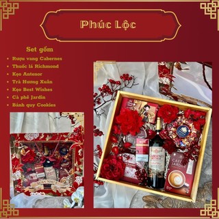 Quà tết 2024 - set phúc long tone đỏ mận cực sang 7 món