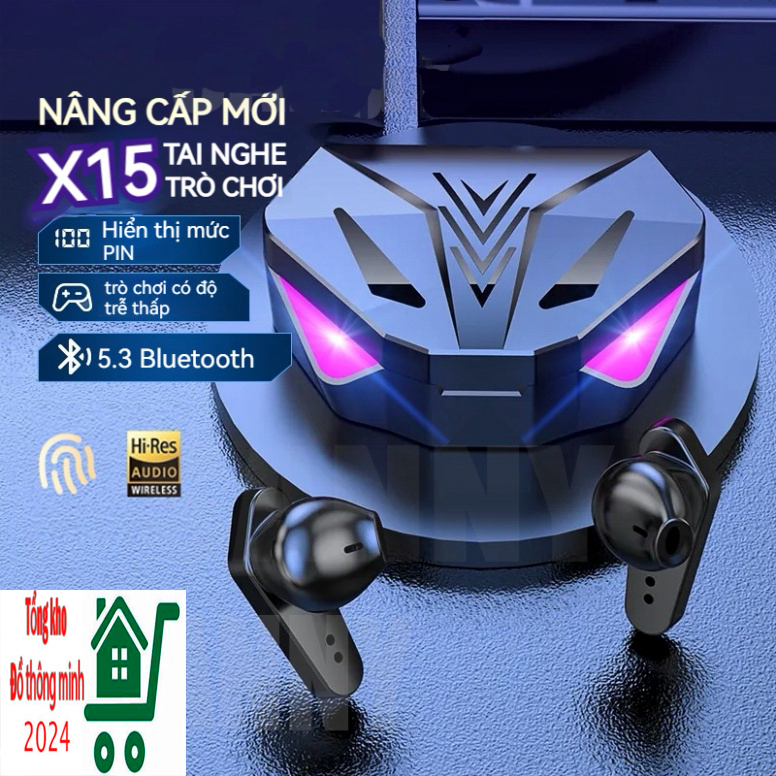 Tai nghe chơi game bluetooth X15 phiên bản gaming đỉnh cao,tai nghe không dây TWS có micrô âm thanh Bass HiFi Thích hợp