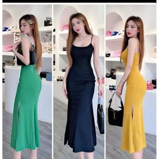 Váy 2 dây dáng dài xẻ tà bigsize 40-120kg