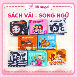 Sách vải Song ngữ cho bé sơ sinh 0-12 tháng Lalala Baby, Kích Thích Giác Quan Cho Bé