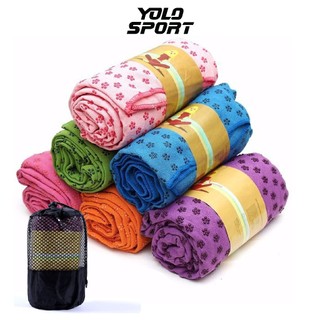 Khăn Trải Thảm Tập Gym Yoga Với Hạt Cao Su Silicone PVC Chống Trơn Siêu Bền Thấm Hút Tặng Túi Đựng Kèm - YOLO SPORT