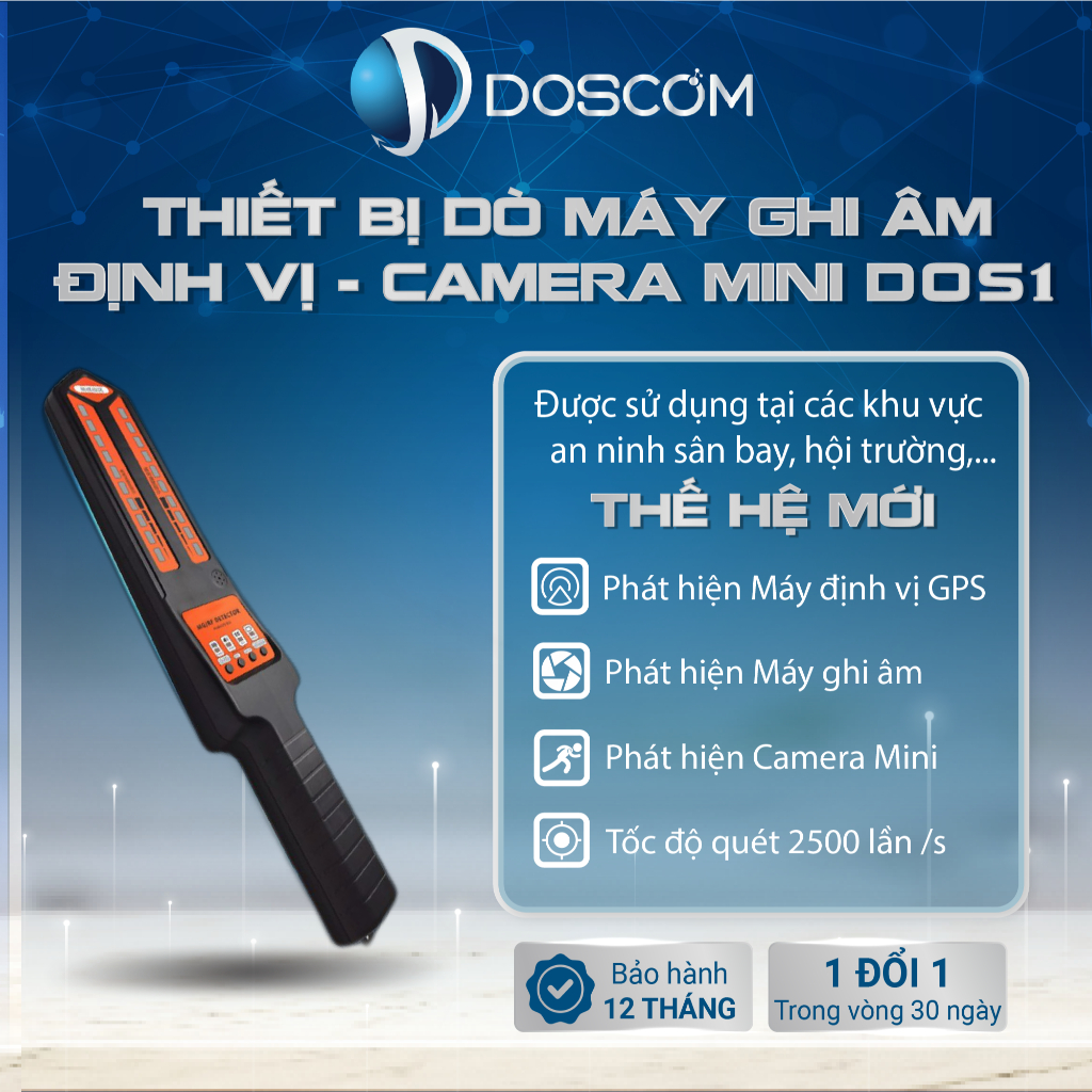 Doscom Dos1 - Thiết Bị Dò Chuyên Dụng Phát Hiện Máy Ghi Âm, Máy Định Vị GPS, Camera Mini - Độ Nhạy Cao