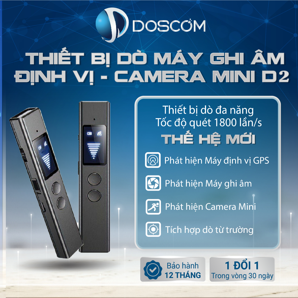 Doscom D2 - Thiết Bị Dò Tìm Máy Ghi Âm, Máy Định Vị GPS, Camera Mini - Độ Nhạy Cao, Tích Hợp Công Nghệ Dò Từ Trường