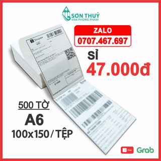 Giấy In Nhiệt Decal A6 - 100x150mm - Tệp 500 Tem, In Bill Shopee, TMĐT, Cuộn A6, A7, Tem Trà Sữa, Có Lớp Keo Tự Dính