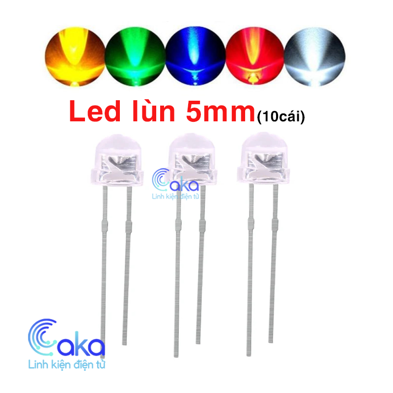 Gói 10 Bóng đèn led lùn 5mm siêu sáng nhiều màu tùy chọn