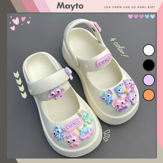 Dép cross sục nữ XIXITIAO 2024 đế cao 5cm Sticker Sờ tích Mayto kiểu sandal quai hậu dễ thương CS-35