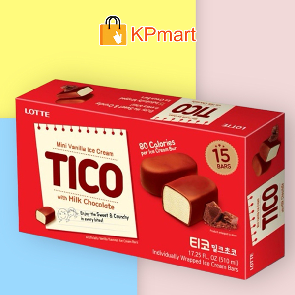 Kem viên socola sữa Hàn Quốc Lotte Tico Milk Chocolate 510ML (15 viên)