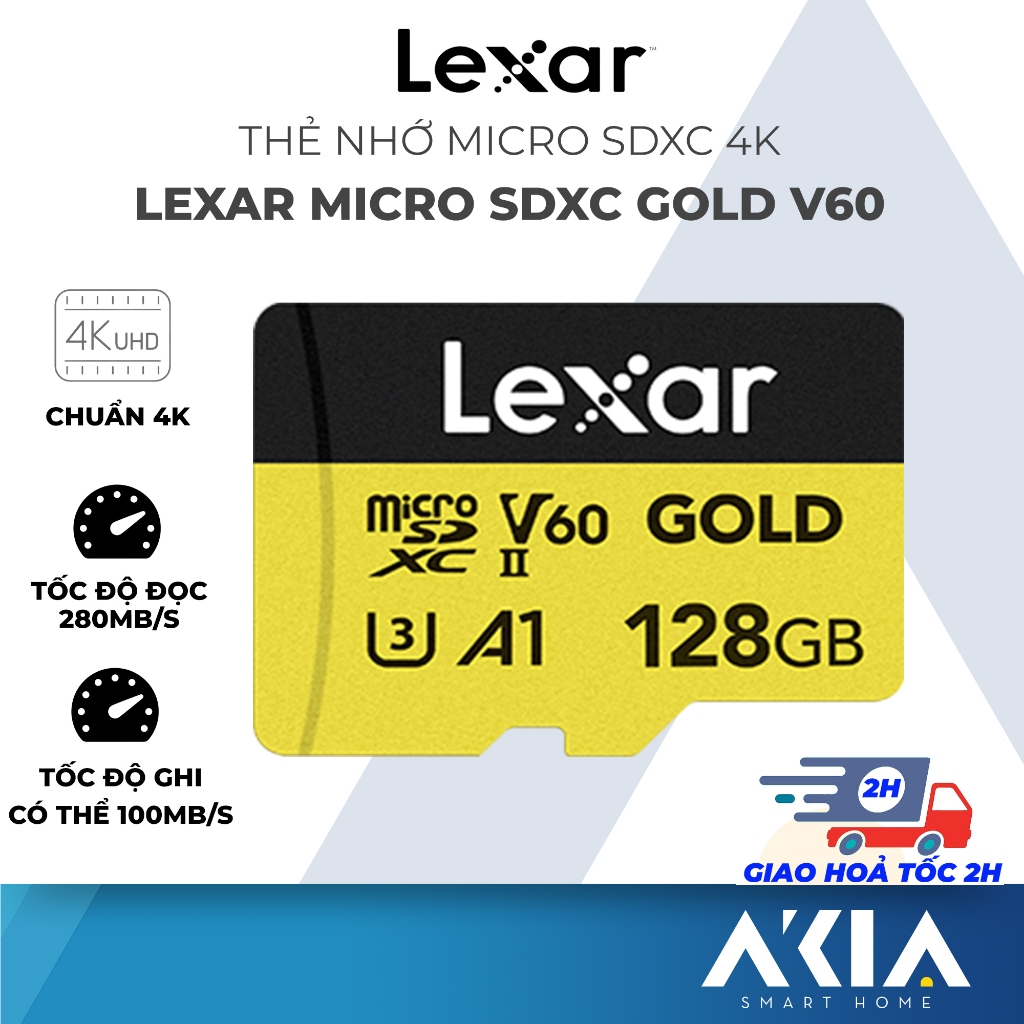 Thẻ nhớ micro SDXC 128GB/ 256GB Lexar GOLD UHS-II V60,chất lượng 4K, tốc độ đọc 280MB/s, ghi 100MB/s